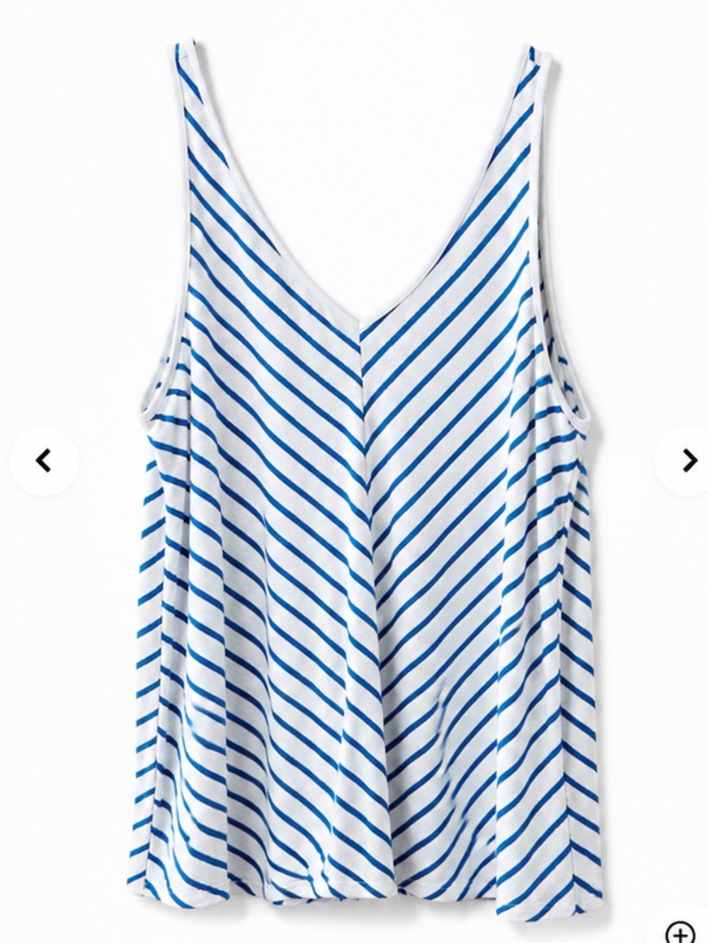 LOFT White and Blue Striped V-Neck Tank